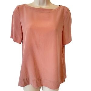 Pure Collection Silk Blouse Short Sleeve Tee Shirt Dusty Rose NWOT 2 Pink